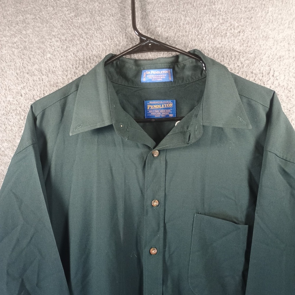 VTG Sir Pendleton Shirt Men XL Long Sleeve Button Up 100% Fine Worsted Wool Dark - Picture 2 of 9